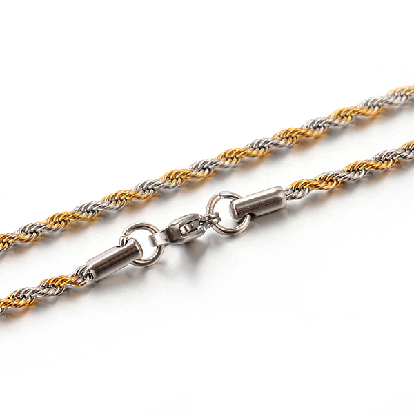 

PandaHall 304 Stainless Steel Rope Chain Necklaces, Mixed Color, 19.7 inch(50cm), 2.2mm 304 Stainless Steel