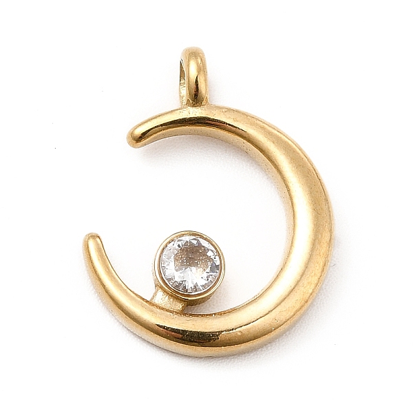 

PandaHall Rhinestone Pendants, Ion Plating(IP) 304 Stainless Steel Finding, Moon, Golden, 19.5x15x2.5mm, Hole: 2mm Stainless...