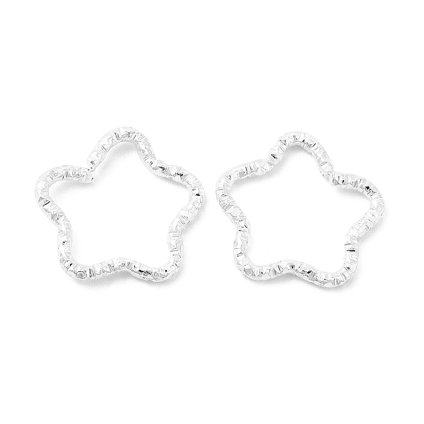 

PandaHall 50Pcs Iron Linking Rings, Textured Open Rings, Silver, Star, 16x16.5x1.5mm, Inner Diameter: 12x14mm Iron Star