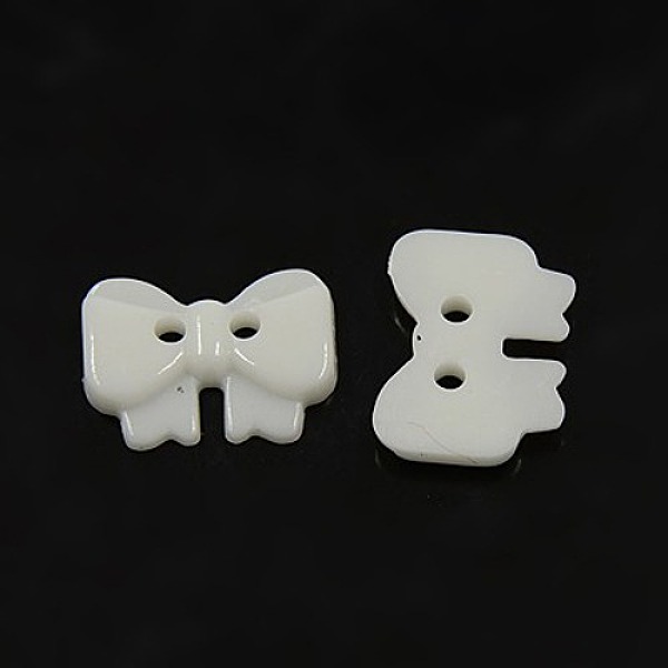 

PandaHall Bowknot Acrylic 2-Hole Button Fit Handcraft & Costume Sewing, Dyed, White, 14x10x2mm, Hole: 1mm Acrylic Bowknot White