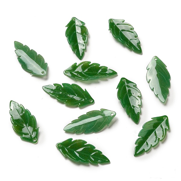 

PandaHall Acrylic Pendants, Leaf, Green, 27~28x12~13x2~3mm, Hole: 0.9~1mm Acrylic Leaf Green