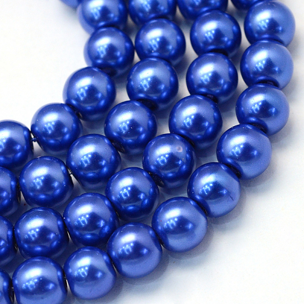 

PandaHall Baking Painted Pearlized Glass Pearl Round Bead Strands, Royal Blue, 6~7mm, Hole: 1mm, about 135~140pcs/strand, 31.4 inch Glass...