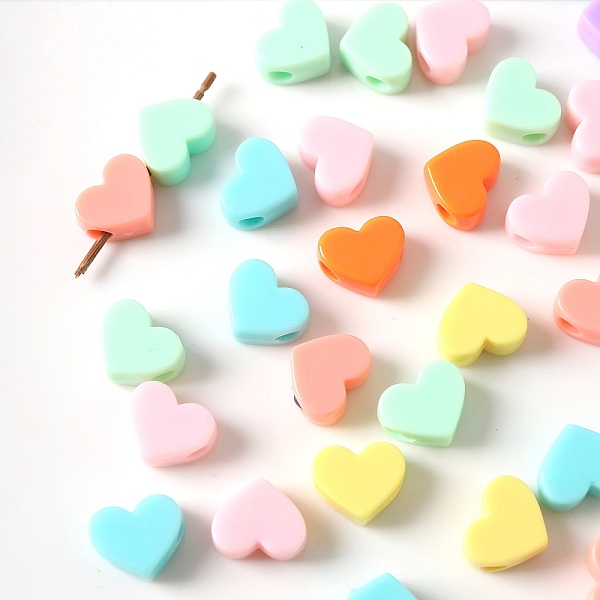 

PandaHall Opaque Acrylic European Beads, Large Hole Beads, Heart, Mixed Color, 14.6x17.8x8.3mm, Hole: 4.5mm, about 340pcs/500g Acrylic Heart..., Multicolor