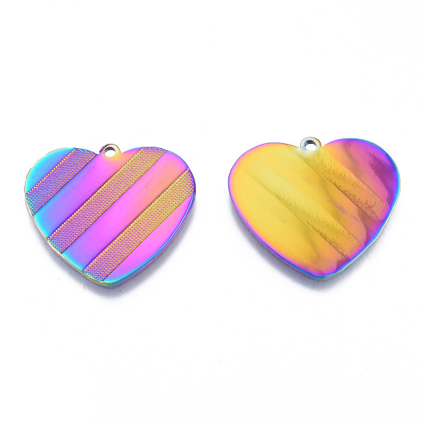 

PandaHall Ion Plating(IP) 304 Stainless Steel Pendants, Heart, Rainbow Color, 24.5x27x1mm, Hole: 1.6mm 304 Stainless Steel Heart