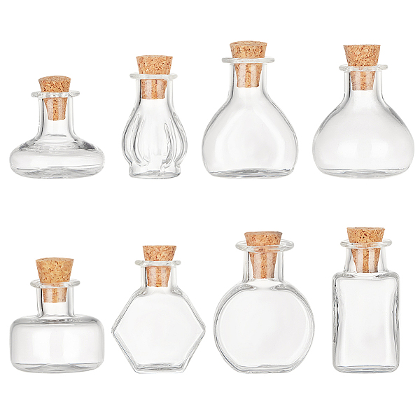 

PandaHall PH 8 Style Mini Glass Bottles Clear Glass Jars Empty Wishing Bottles with Cork Stoppers Tiny Drifting Bottle Spell Jars for...