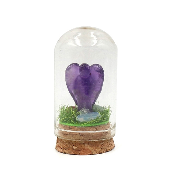 

PandaHall Glass Crystal Ball Ornament, with Natural Amethyst Wings inside, Reiki Energy Stone Desktop Office Table Decor, 55x30mm Amethyst...