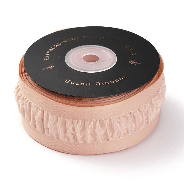 PandaHall Polyester Ribbons, Double Face Ruffle Ribbon, for DIY Gift Packing, Flower Packaging, PeachPuff, 1-1/2 inch(38mm), 10 yards/roll...