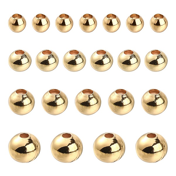 PandaHall 500Pcs 4 Styles Brass Round Spacer Beads, Lead Free & Cadmium Free & Nickel Free, Golden, 2~5mm, Hole: 0.5mm Brass Round