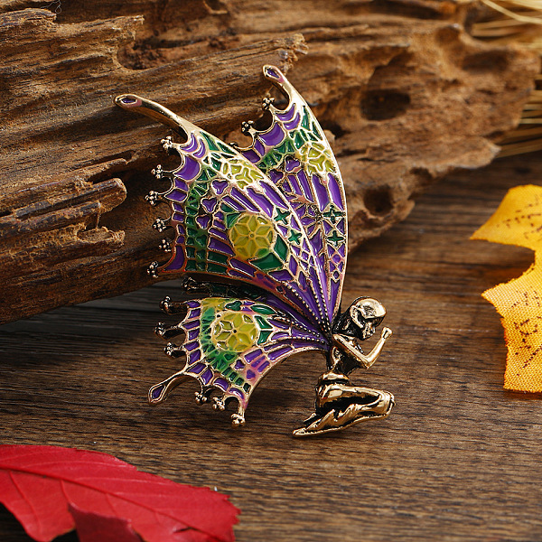 

PandaHall European Style Praying Fairy Enamel Pins, Antique Golden Alloy Brooch for Women's Sweaters Coats, Dark Orchid, 51x33mm...