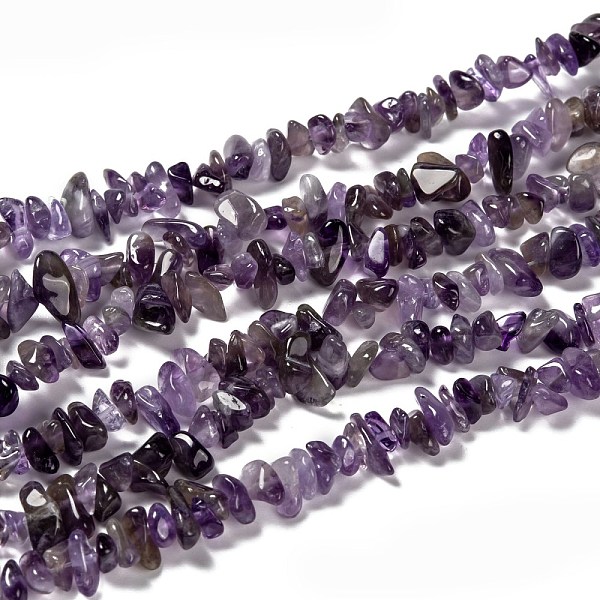 PandaHall Natural Amethyst Beads Strands, Chips, 5~9x5~9mm, Hole: 1mm Amethyst Chip Purple