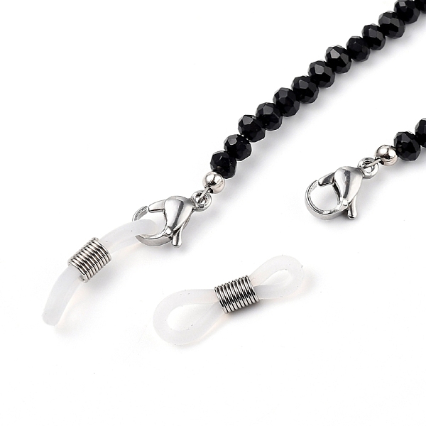 

PandaHall Eyeglasses Chains, Neck Strap for Eyeglasses, with Glass Beads, 304 Stainless Steel Lobster Claw Clasps, Brass Beads and Rubber..., Black