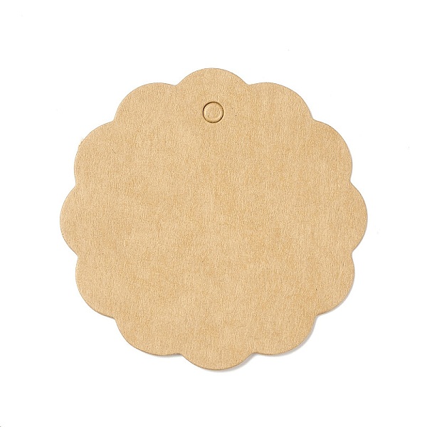 

PandaHall 100Pcs Blank Kraft Paper Gift Tags, Wavy Edged Flat Round, BurlyWood, 5.95x0.05cm, Hole: 4mm Paper Orange