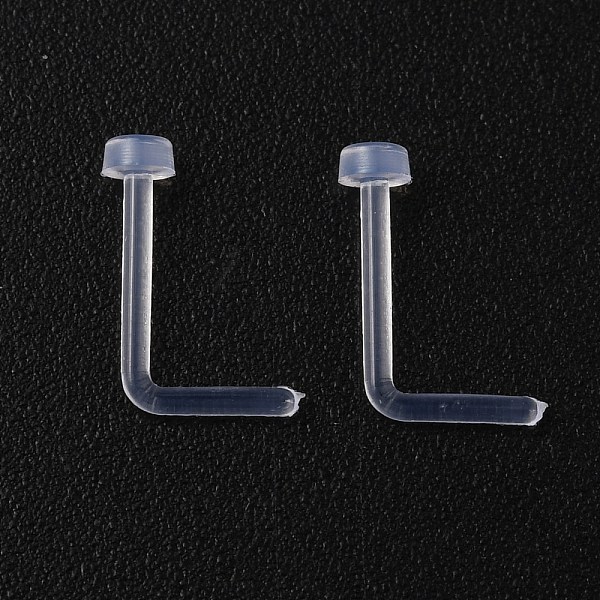 

PandaHall Acrylic L-Shaped Nose Ring, Piercing Body Jewelry for Her, White, 8x6x2mm, Pin: 0.7mm Acrylic White