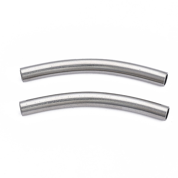 

PandaHall 201 Stainless Steel Beads, Curve Tube, Stainless Steel Color, 40x7.5x4mm, Hole: 3mm 201 Stainless Steel Tube