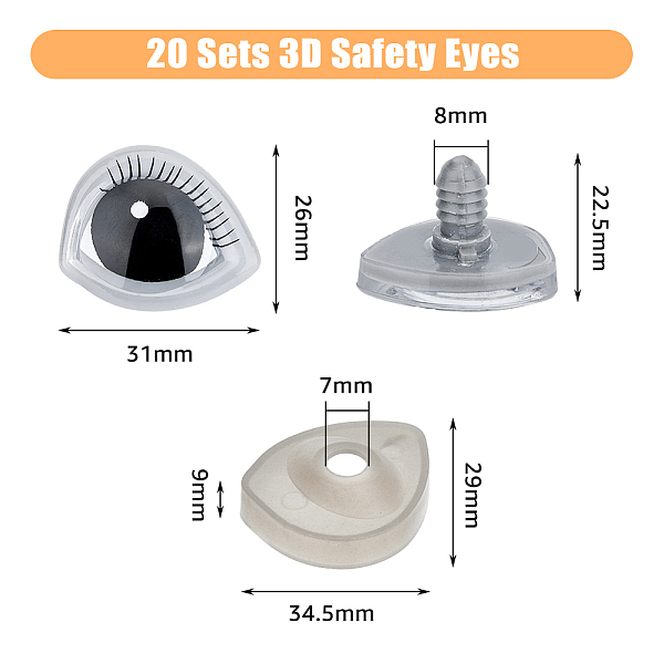 DICOSMETIC 20 Sets Plastic & Resin Safety Craft Eye