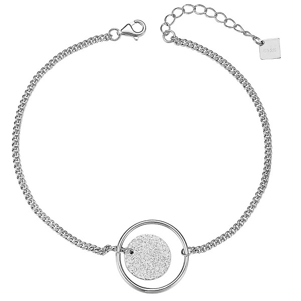

PandaHall Rhodium Plated 925 Sterling Silver Flat Round Charm Anklet with Ring, Women's Jewelry for Summer Beach, Platinum, 7-1/2 inch(19cm)...