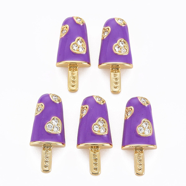 

PandaHall Brass Micro Pave Clear Cubic Zirconia Pendants, with Enamel, Cadmium Free & Nickel Free & Lead Free, Real 16K Gold Plated, Ice...