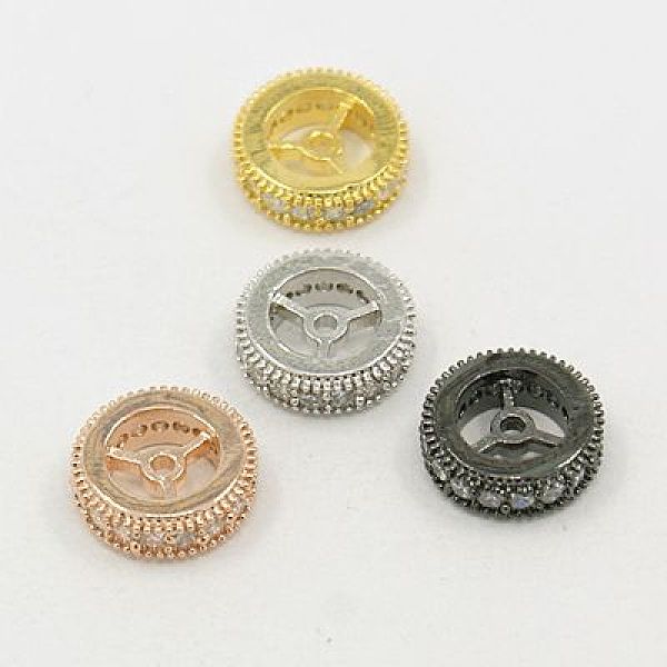 

PandaHall Brass Cubic Zirconia Beads, Rondelle, Mixed Color, 10x3mm, Hole: 1mm Brass+Cubic Zirconia Rondelle