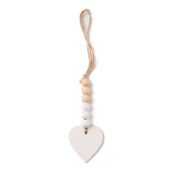 

PandaHall Christmas Wood Pendant Decorations, with Jute Cord, Heart, 253mm Wood Heart Orange