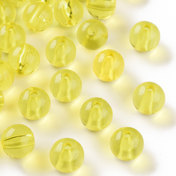 

PandaHall Transparent Acrylic Beads, Round, Yellow, 10x9mm, Hole: 2mm, about 940pcs/500g Acrylic Round Yellow