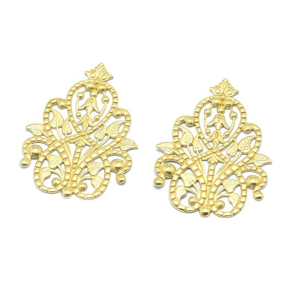 

PandaHall Brass Filigree Joiners, Lead Free & Cadmium Free & Nickel Free, Raw(Unplated), 48x35x1mm, Hole: 2~5mm Brass Others