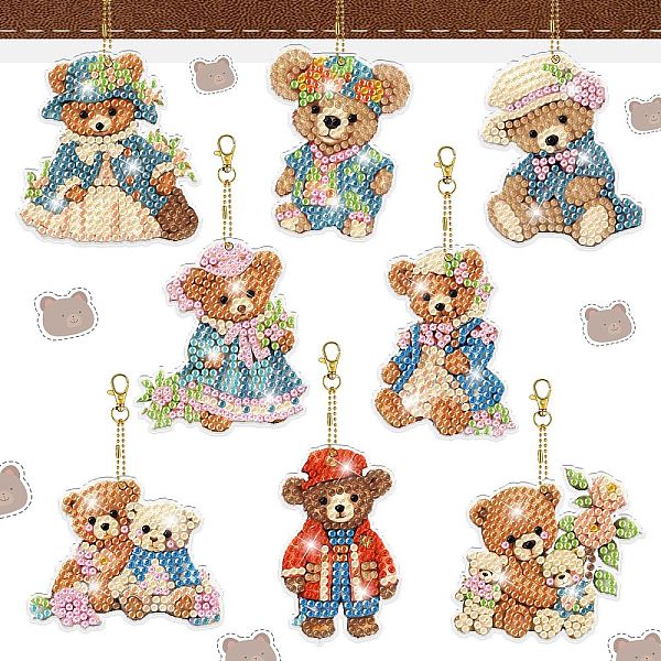 

PandaHall Bear DIY Diamond Painting Keychain Kit, Including Acrylic Board, Keychain Clasp, Bead Chain, Resin Rhinestones Bag, Diamond Sticky..., Multicolor