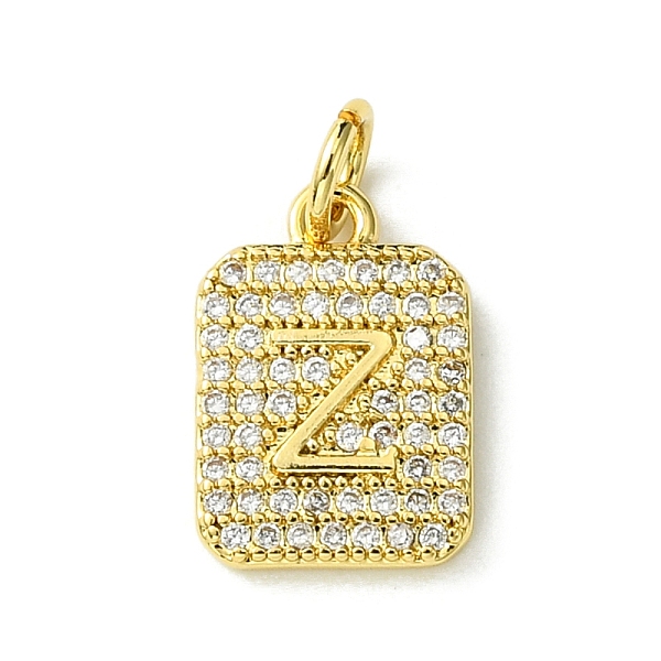 

PandaHall Rack Plating Brass Micro Pave Clear Cubic Zirconia Charms, Long-Lasting Plated, Lead Free & Cadmium Free, Rectangle with Letter...