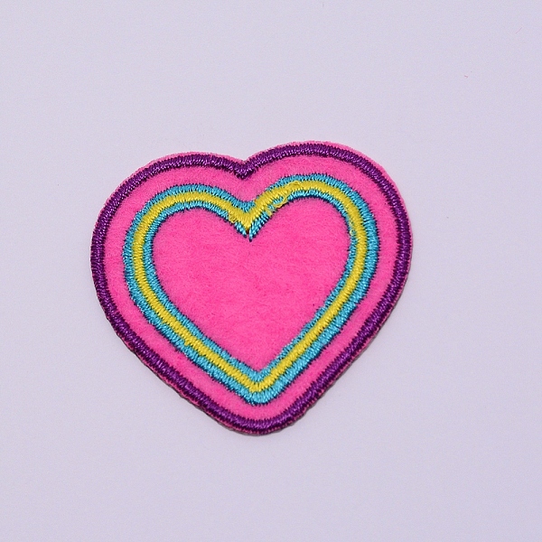 

PandaHall Computerized Embroidery Cloth Iron on/Sew on Patches, Costume Accessories, Appliques, Heart, Colorful, 42x45x1.5mm Cloth Heart