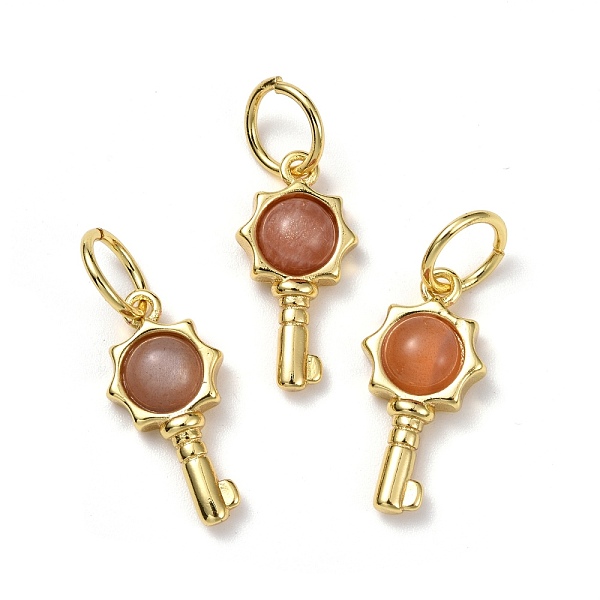

PandaHall Natural Sunstone Pendants, with Golden Brass Findings, Key, 20x10x4mm, Hole: 6.2mm Sunstone Key