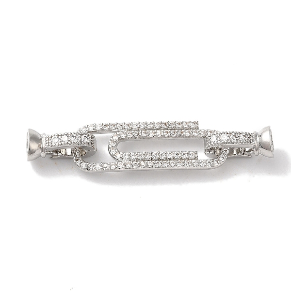 

PandaHall Paperclip Rack Plating Brass Micro Pave Clear Cubic Zirconia Fold Over Clasps, Long-lasting Plated, Lead Free & Cadmium Free...