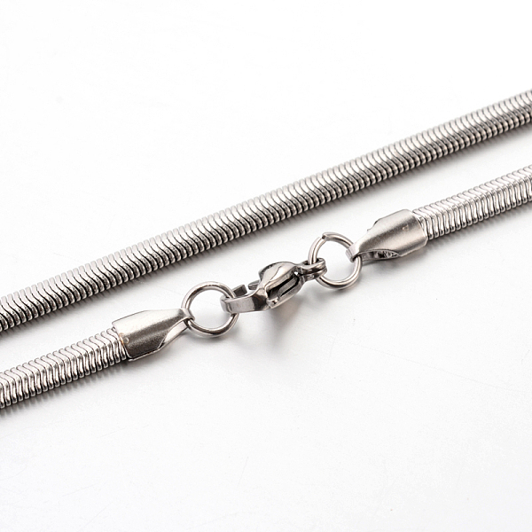 

PandaHall 304 Stainless Steel Snake Chain Necklaces, Stainless Steel Color, 17.7 inch(45cm), 4x2mm 304 Stainless Steel