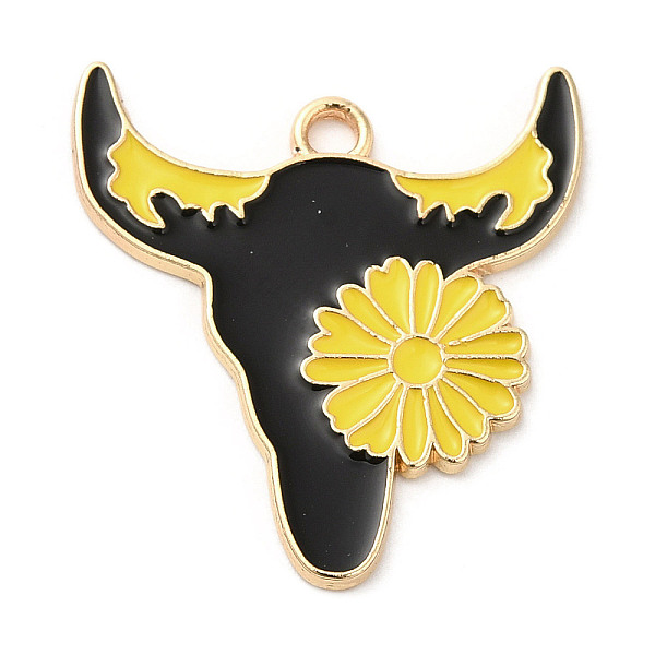 

PandaHall Light Gold Plated Alloy Enamel Pendants, Cattle, 24x23x1.5mm, Hole: 1.8mm Alloy+Enamel Cattle