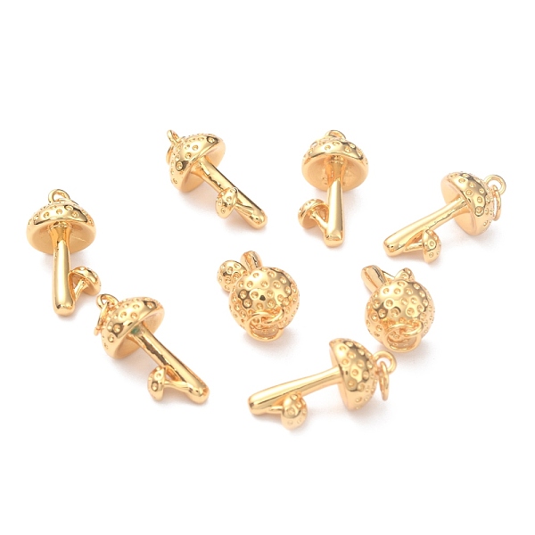 

PandaHall Autumn Theme Brass Pendants, Long-Lasting Plated, Mushroom, Real 18K Gold Plated, 20x9.5mm, Hole: 3mm Brass Mushroom