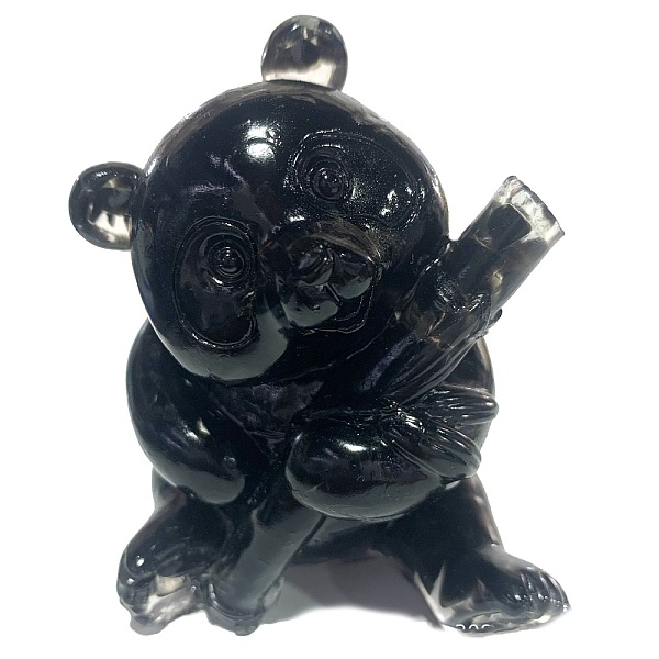 

PandaHall Resin Panda Display Decoration, with Natural Obsidian Chips Inside for Home Office Desk Decoration, 65x65x85mm Obsidian Panda