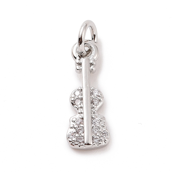 

PandaHall Brass Micro Pave Cubic Zirconia Charms, with Jump Ring, Violin Charm, Musical Instrument Charm, Platinum, 14.5x5.5x2mm, Hole..., Clear