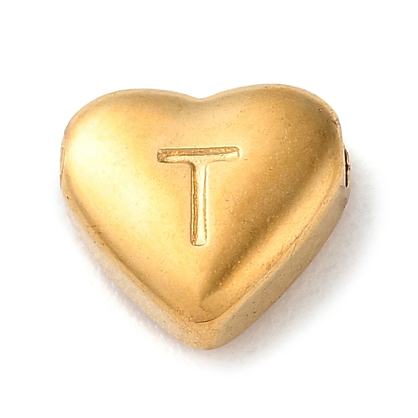 

PandaHall 201 Stainless Steel Beads, Golden, Heart, Letter T, 7x8x3.5mm, Hole: 1.5mm 201 Stainless Steel Letter T