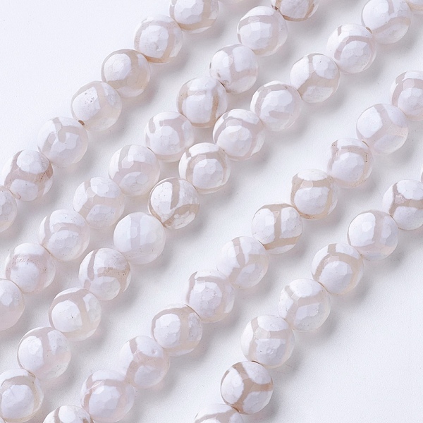 

PandaHall Natural Grade A Agate Beads Strands, Dyed & Heated, Round, Faceted, White, 8mm, Hole: 1.2mm, about 48pcs/strand, 15.1 inch(38.5cm)...
