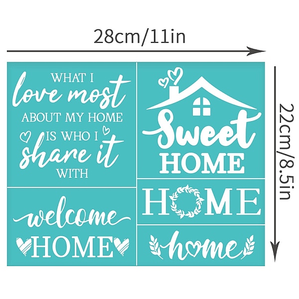 

PandaHall OLYCRAFT 2Pcs 11x8.6 Inch Word Pattern Self-Adhesive Silk Screen Printing Stencil Welcome Home Silk Screen Stencil Sweet Phrase..., Green