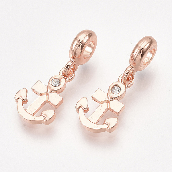 

PandaHall Alloy European Dangle Charms, with Rhinestone, Large Hole Pendants, Anchor, Crystal, Rose Gold, 27mm, Hole: 4mm Alloy+Rhinestone..., Clear