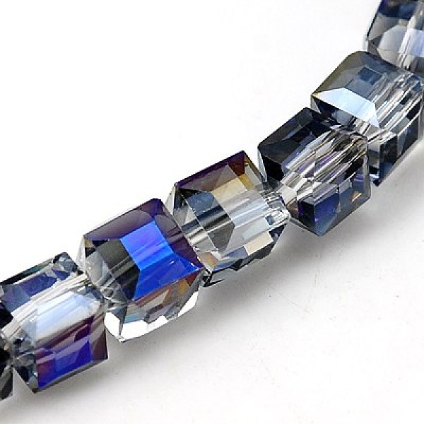 

PandaHall Electorplated Glass Beads, Rainbow Plated, Faceted, Cube, Medium Purple, 7x7x7mm, Hole: 1mm Glass Cube Purple