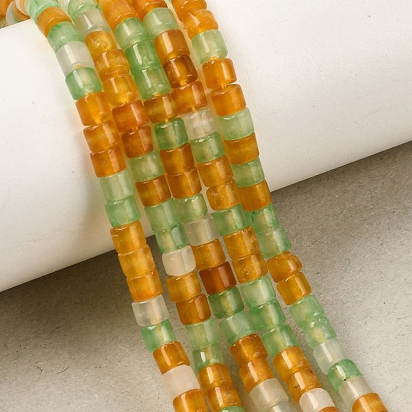 Naturels teints en blanc perles de jade brins
