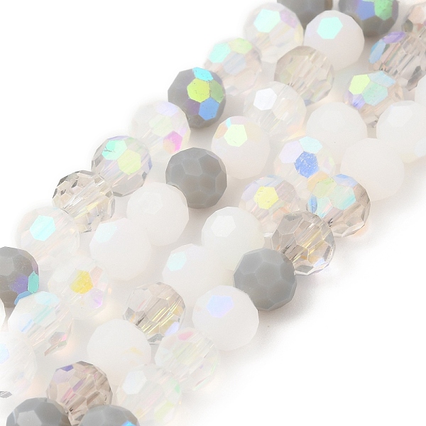 

PandaHall Electroplate Glass Beads Strands, Faceted, Half AB Color Plated, Round, WhiteSmoke, 6x5mm, Hole: 1.4mm, about 100pcs/strand, 20.87..., White