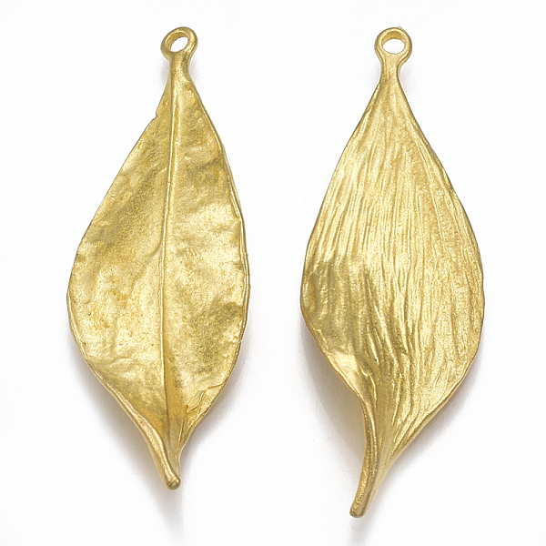 

PandaHall Brass Pendants, Nickel Free, Leaf, Raw(Unplated), 46.5x16x6.5mm, Hole: 1.8mm Brass Leaf