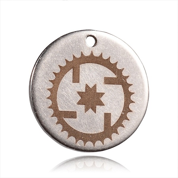 

PandaHall Spray Painted Stainless Steel Steampunk Charms, Flat Round with Gear Pattern, Peru, 15x1mm, Hole: 1mm Stainless Steel Flat Round..., Brown