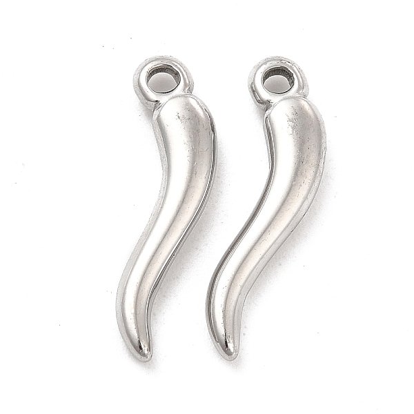 

PandaHall 304 Stainless Steel Pendants, Horn of Plenty/Italian Horn Cornicello Charms, Stainless Steel Color, 20x6x3mm, Hole: 1.6mm 304...