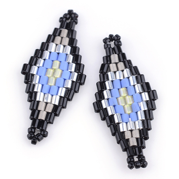 

PandaHall MIYUKI & TOHO Japanese Seed Beads, Handmade Links, Rhombus Loom Pattern, Cornflower Blue, 31~32.5x13~13.5x1.5~2mm, Hole: 1mm Glass...