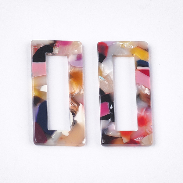 

PandaHall Cellulose Acetate(Resin) Pendants, Rectangle, Colorful, 37x17x2.5mm, Hole: 1.2mm Cellulose Acetate Rectangle