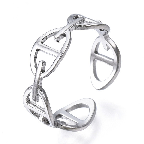 

PandaHall 304 Stainless Steel Oval Open Cuff Ring, Hollow Ring for Women, Stainless Steel Color, US Size 7 1/2(17.7mm) 304 Stainless Steel