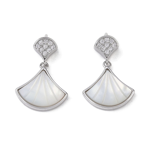 

PandaHall Brass & Shell & Clear Cubic Zirconia Pendants, Fan Charms, Platinum, 19.5mm, Hole: 2x3mm Brass+Cubic Zirconia+Shell Fan Clear
