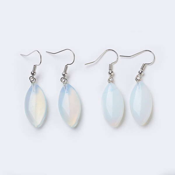 

PandaHall Opalite Dangle Earrings, with Platinum Tone Brass Findings, Horse Eye, 44mm, Pin: 0.7mm Opalite Clear